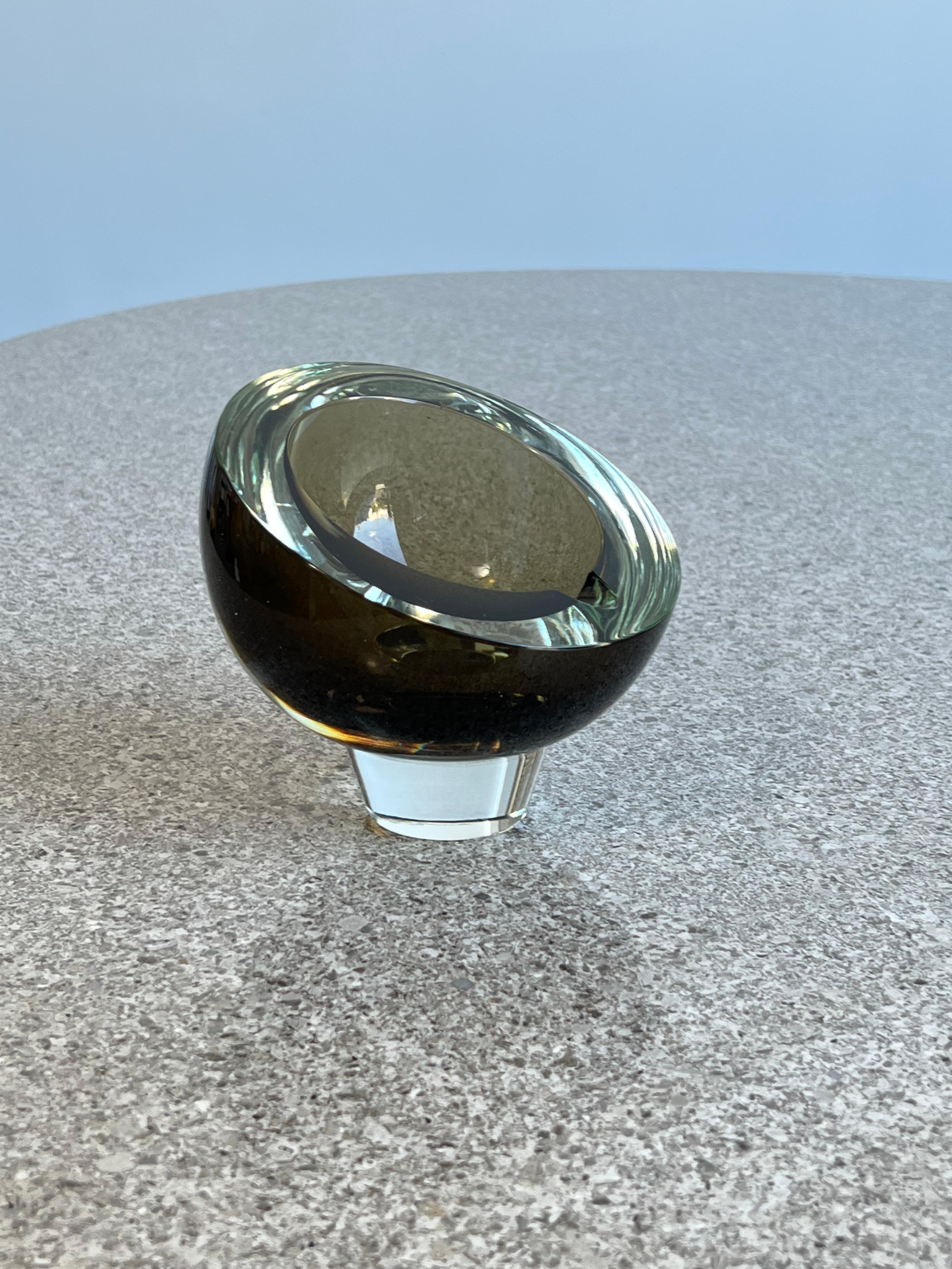 Italian Smoked Murano Glass Ashtray For Sale 2