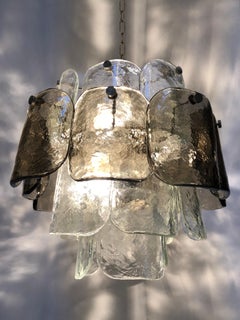 Italian Smoky Grey and Clear Glass Chandelier