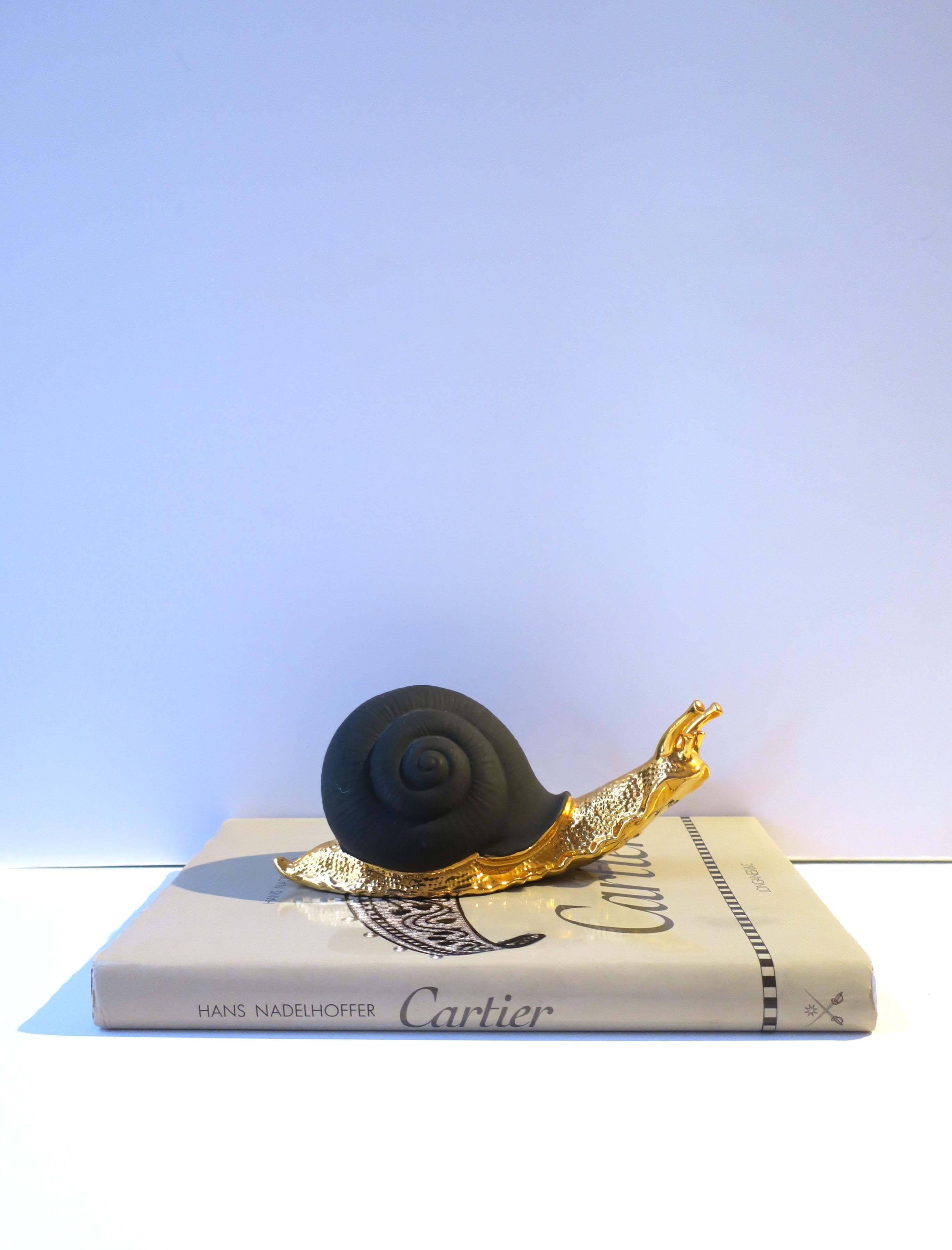 Italian Snail Sculpture Black and Gold  In Good Condition For Sale In New York, NY