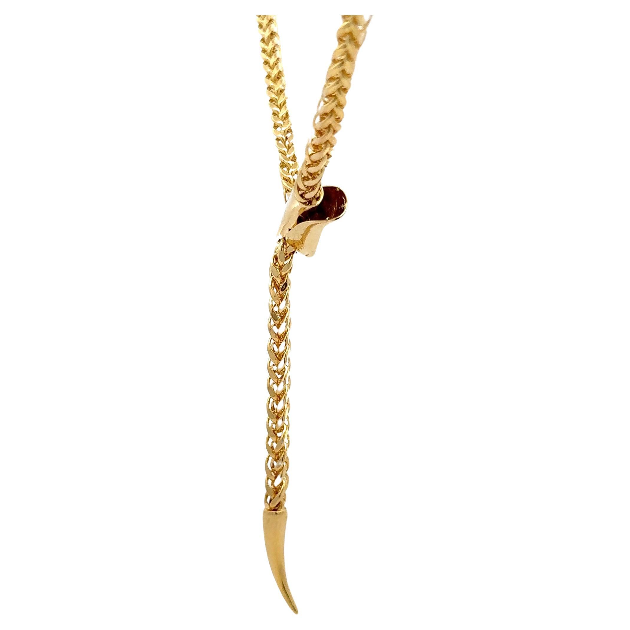 Italian Snake Motif Adjustable Lariat Necklace 14 Karat Yellow Gold 15 Grams For Sale 5