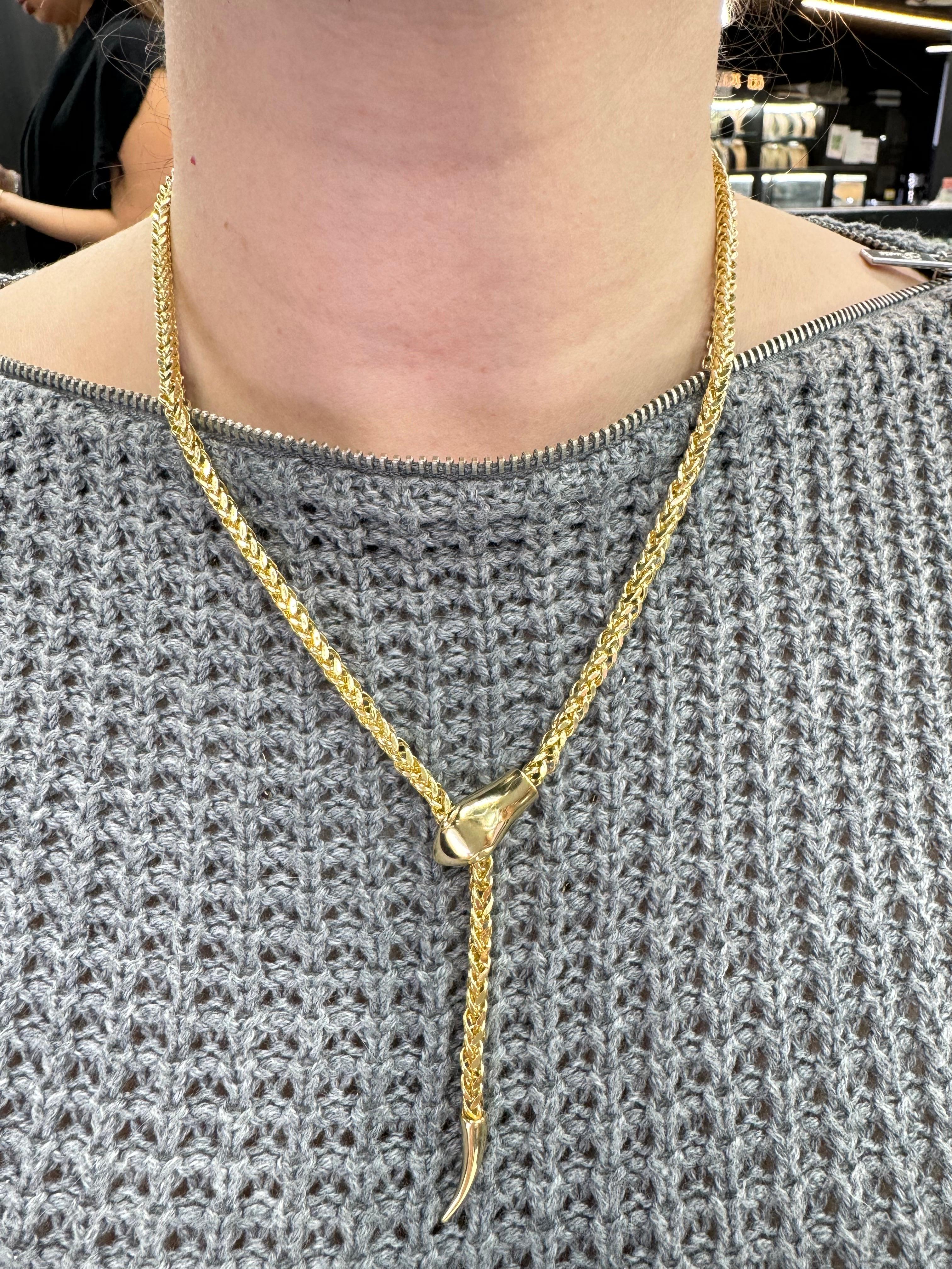 Verstellbare italienische Lariat-Halskette mit Schlangenmotiv aus 14 Karat Gelbgold 15 Gramm im Angebot 6