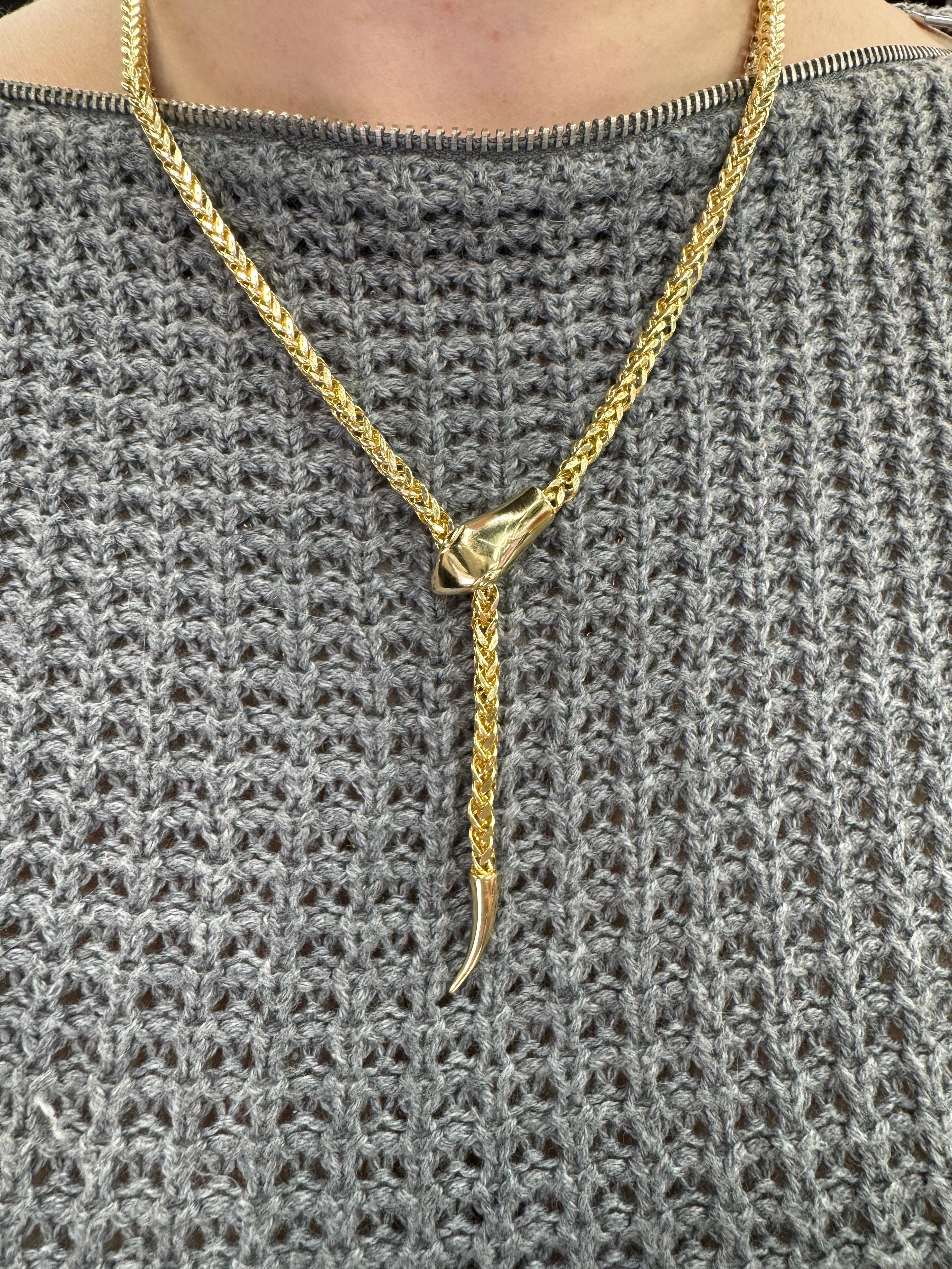 Italian Snake Motif Adjustable Lariat Necklace 14 Karat Yellow Gold 15 Grams For Sale 8