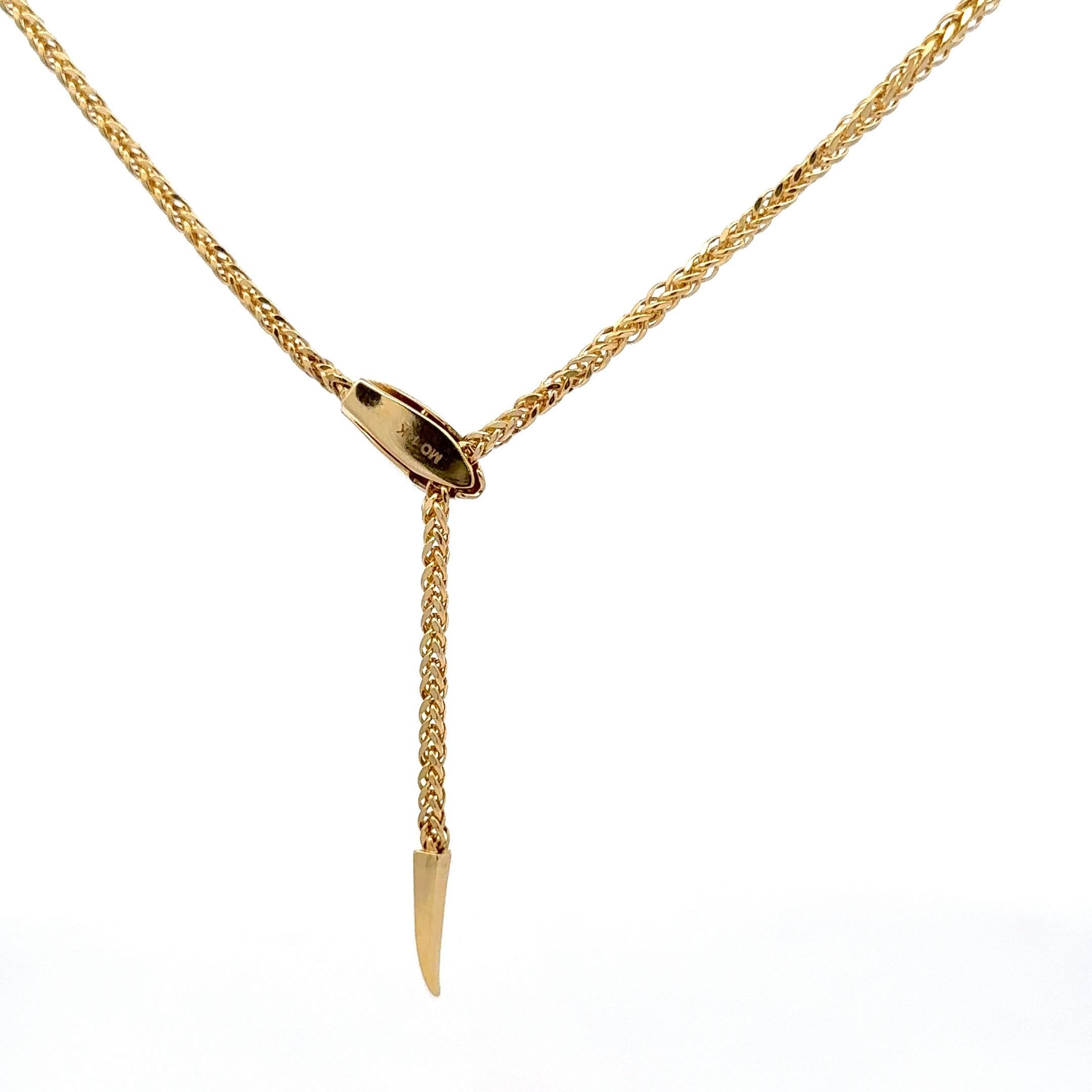 Contemporary Italian Snake Motif Adjustable Lariat Necklace 14 Karat Yellow Gold 5.6 Grams For Sale