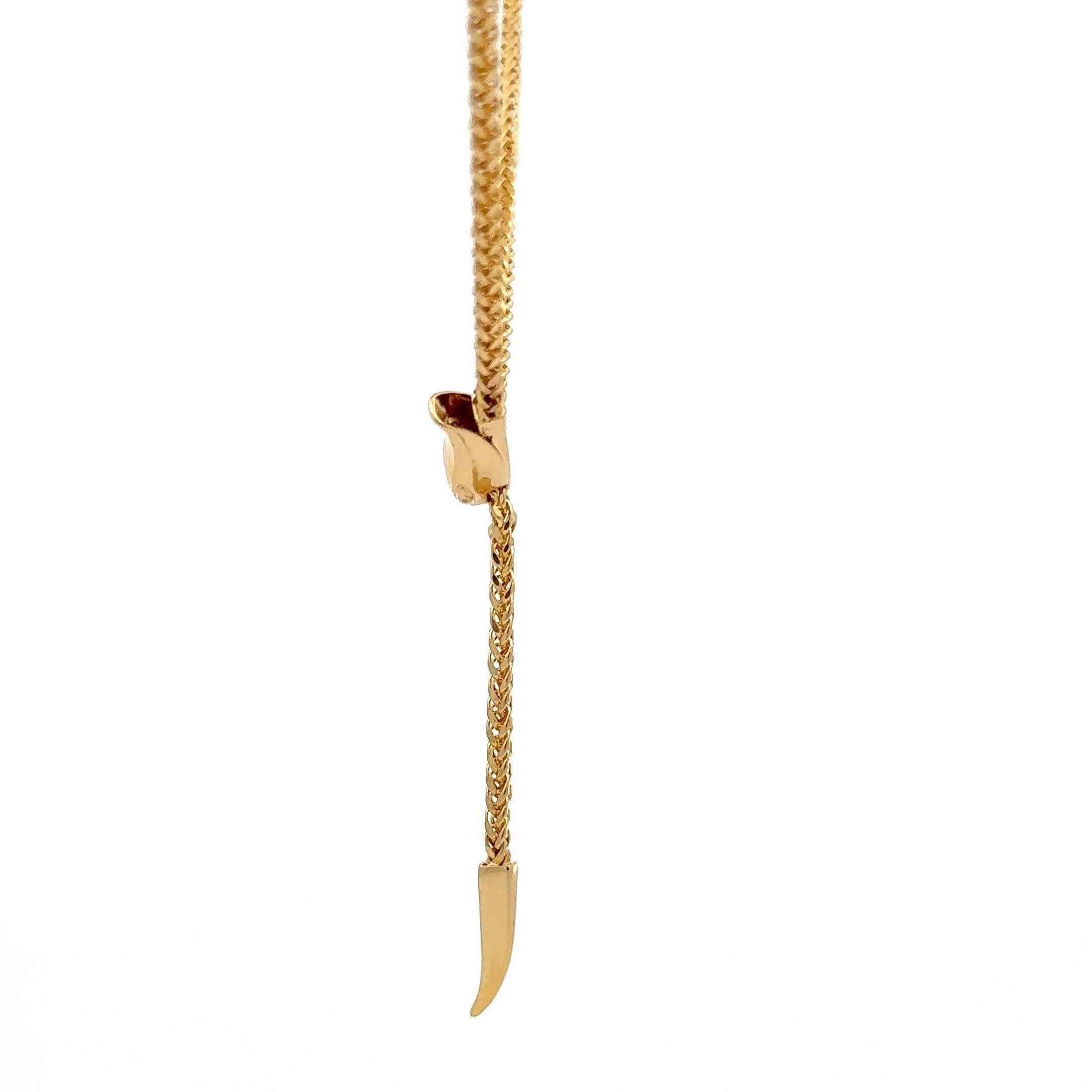 Contemporary Italian Snake Motif Adjustable Lariat Necklace 14 Karat Yellow Gold 5.6 Grams For Sale