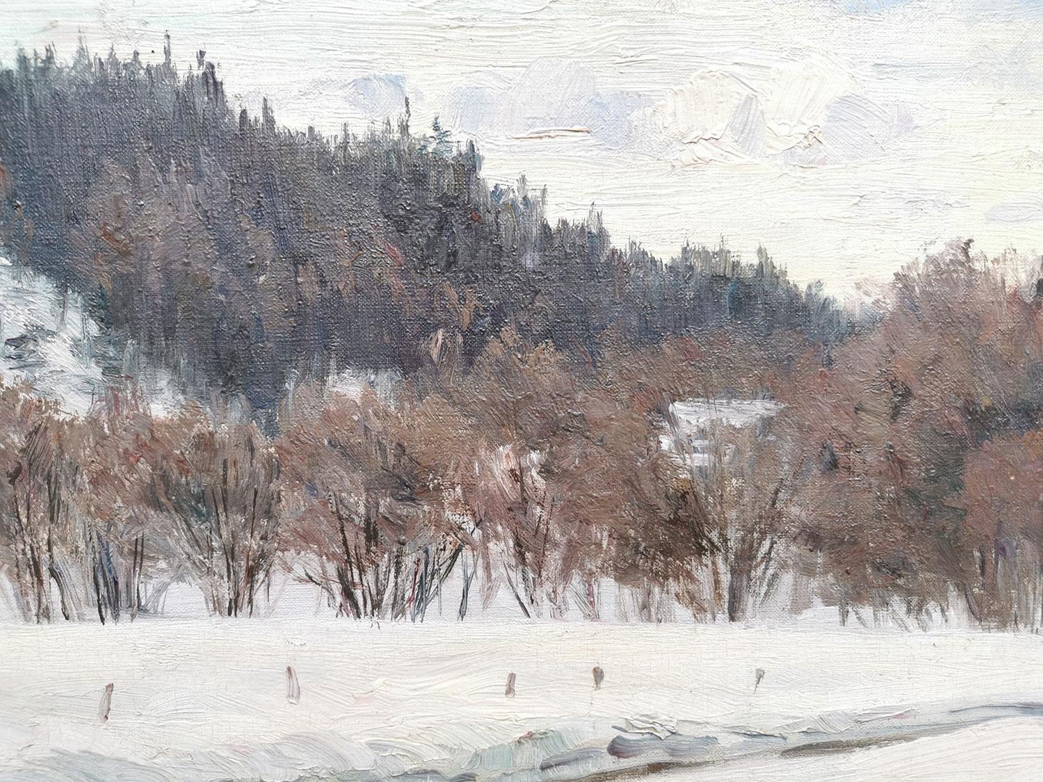 Art Deco Italian Snowy Landscape Painting - Lonny Von Plänckner For Sale