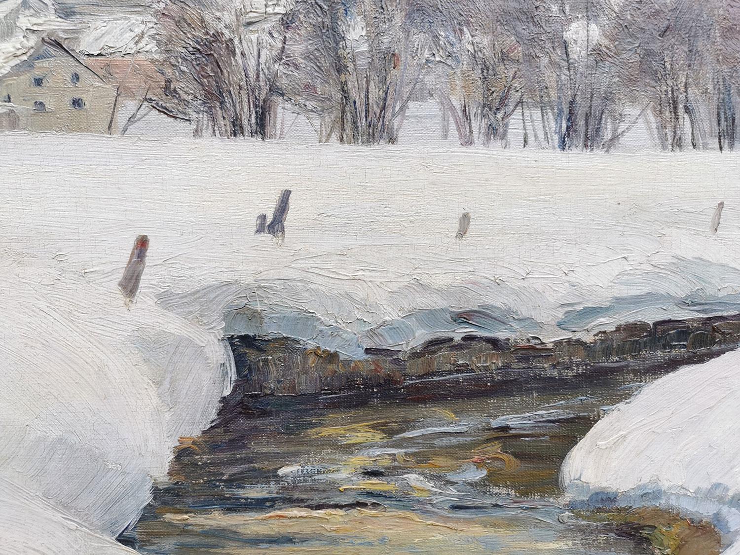 Huilé Peinture italienne de paysage enneigé - Lonny Von Plänckner en vente