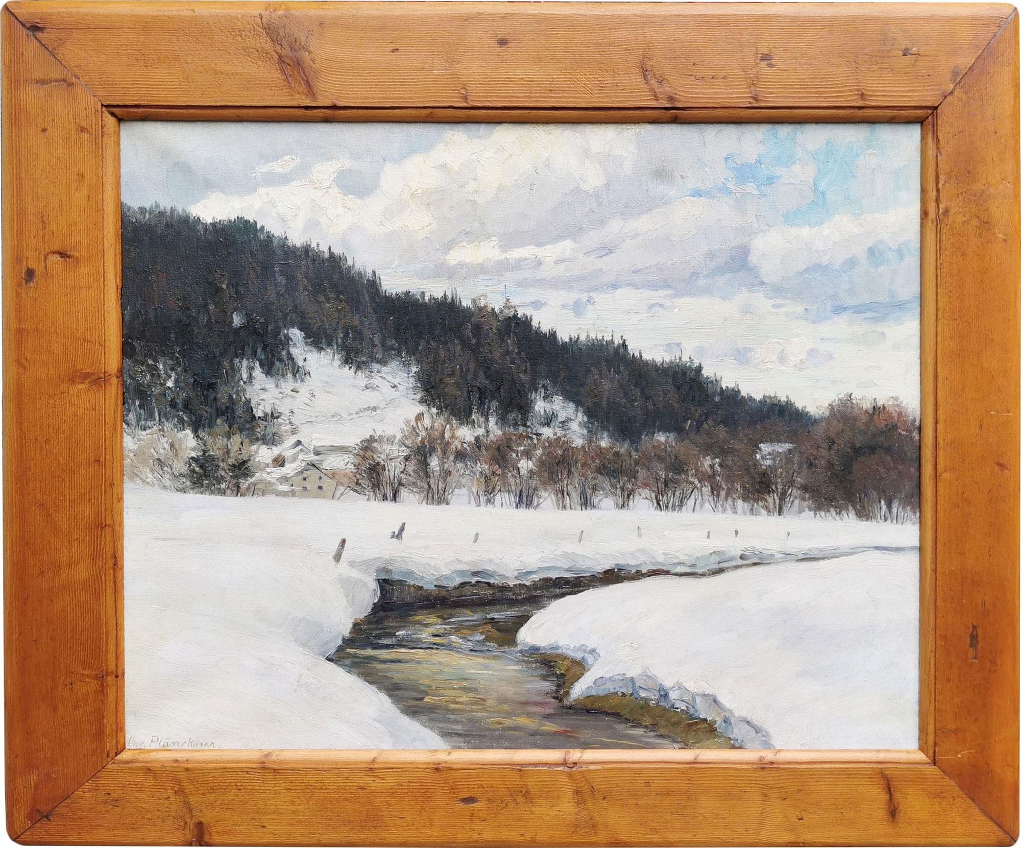 Peinture italienne de paysage enneigé - Lonny Von Plänckner en vente 1