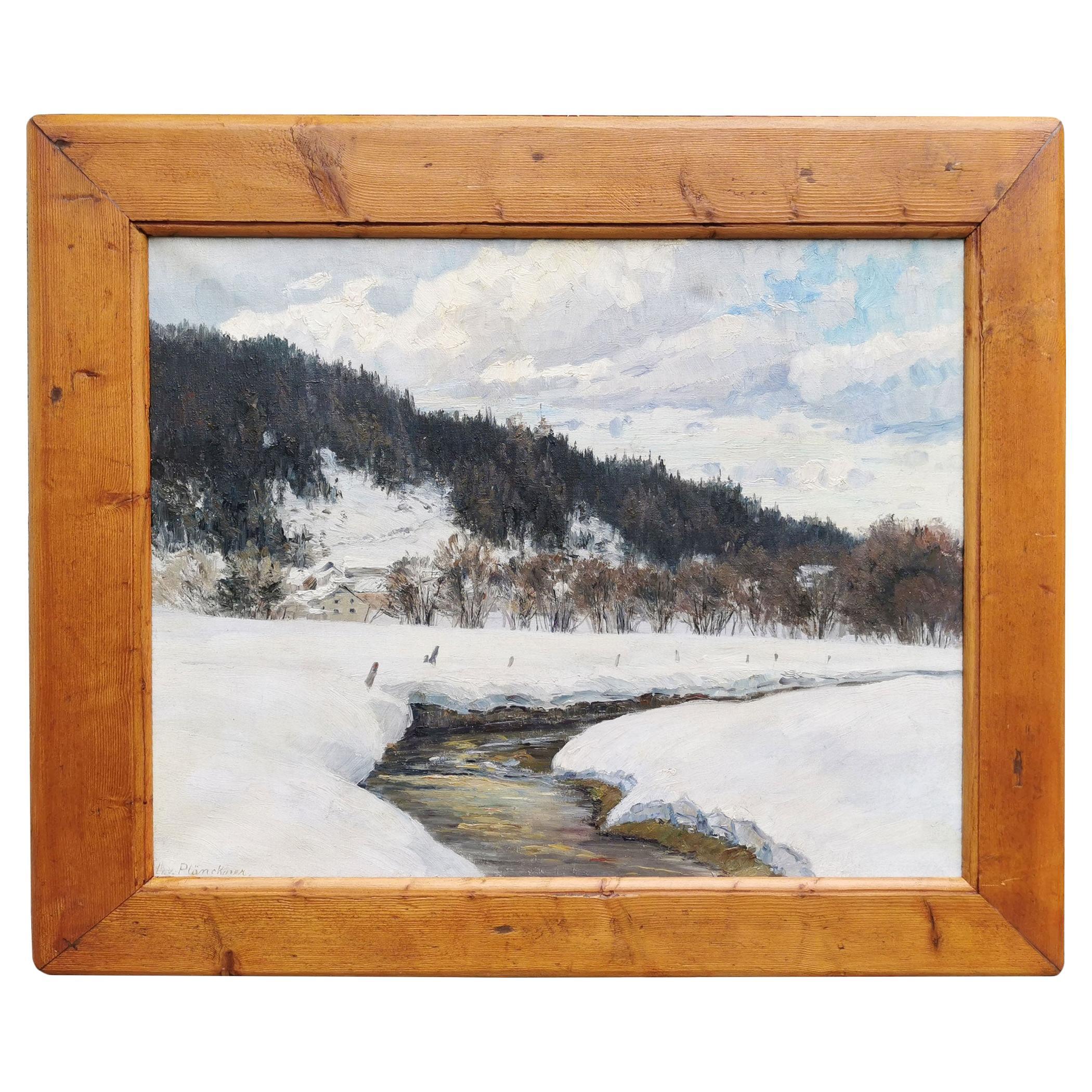 Italian Snowy Landscape Painting - Lonny Von Plänckner For Sale