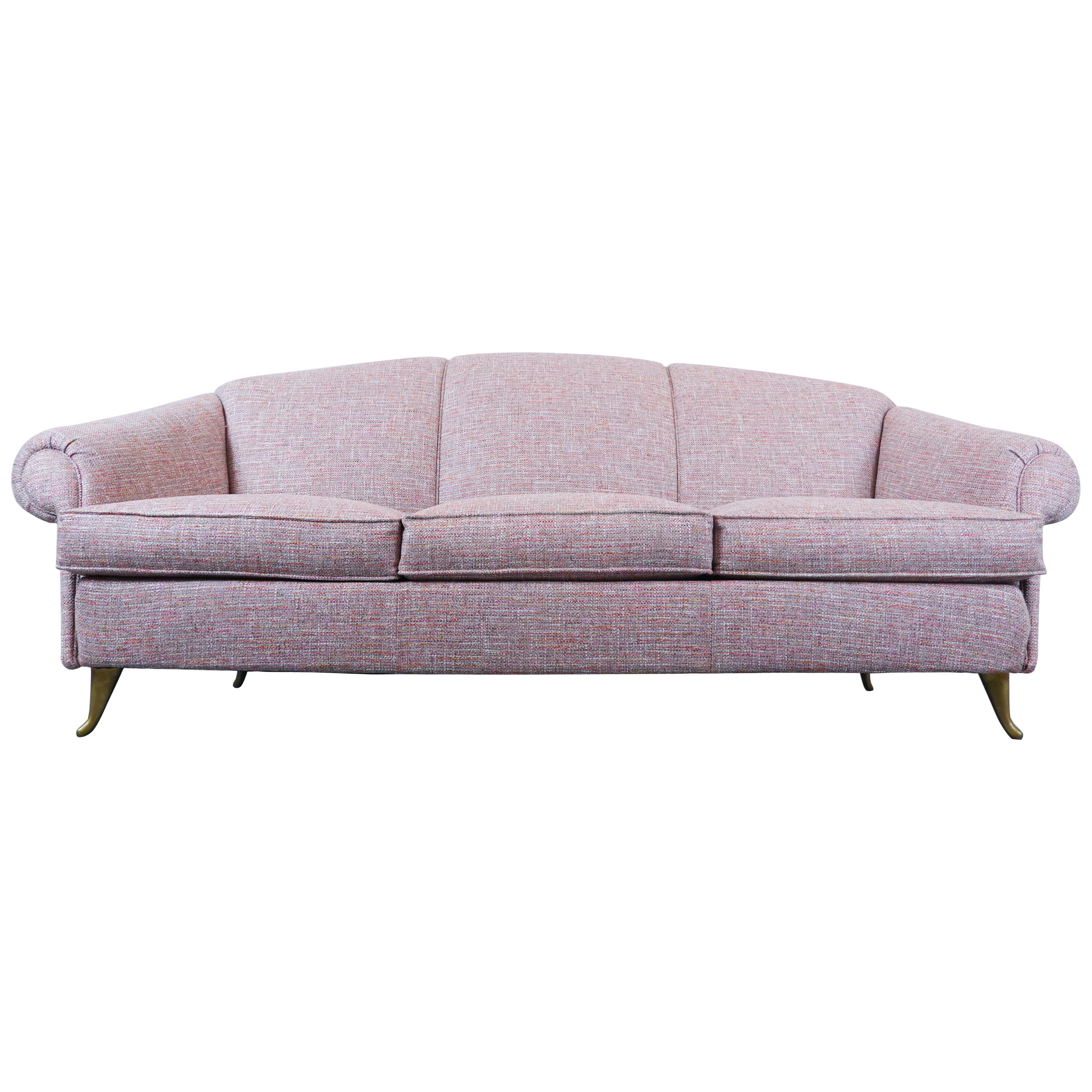 Mid-Century Modern Light Pink Italian Sofa, 1950s, New Upholstery For Sale