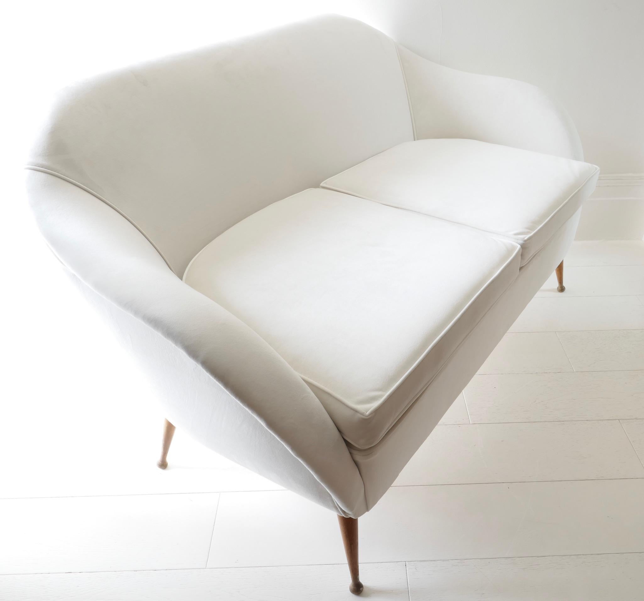 white velvet sofa