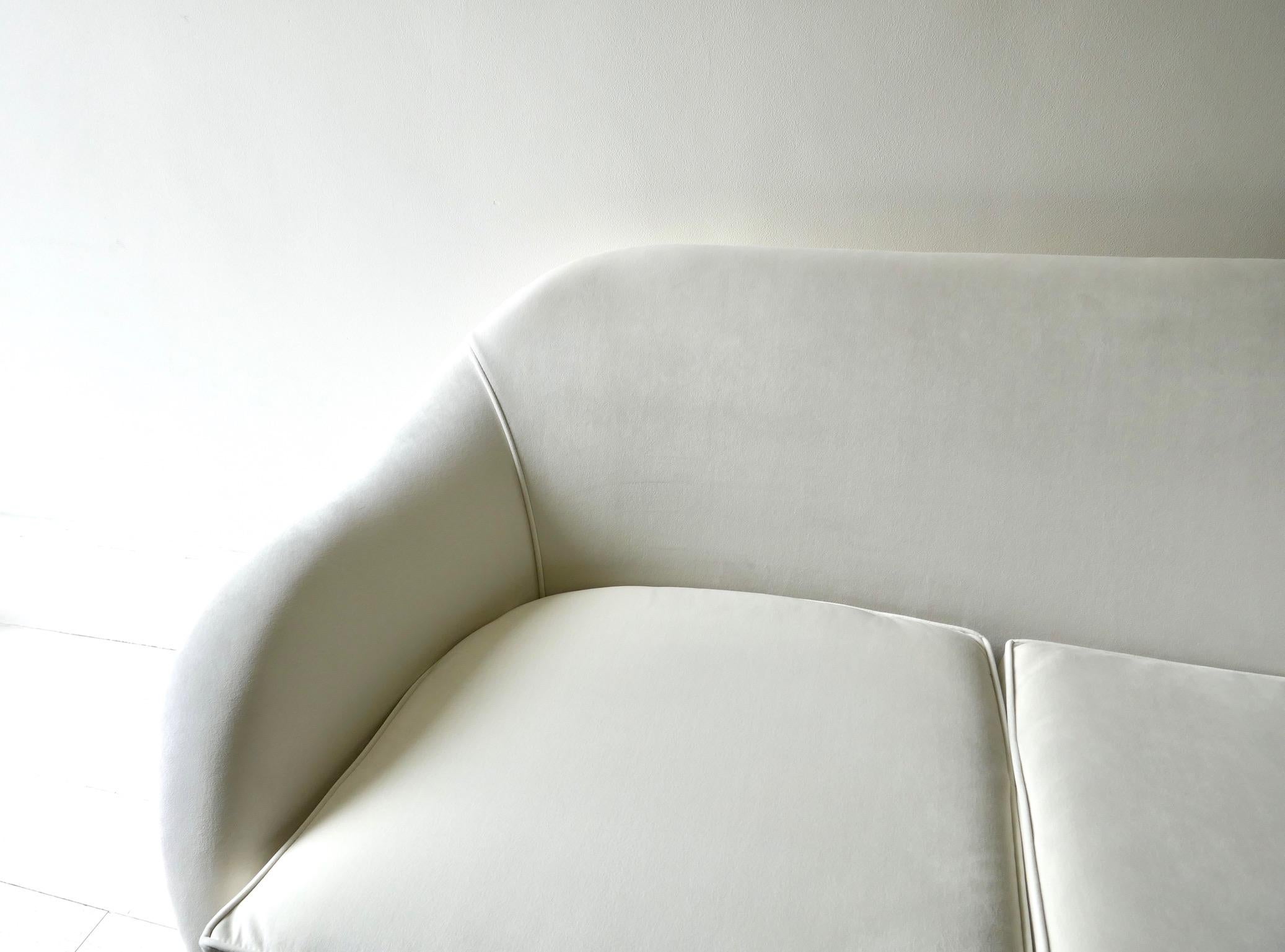 Italian Sofa, 1950s, Reupholstered in White Velvet 3