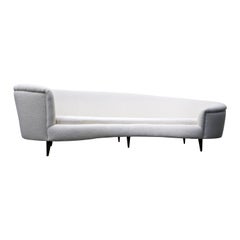 Mid-Century Modern Italian White Sofa in Fabric, 1960s, New Upholstery