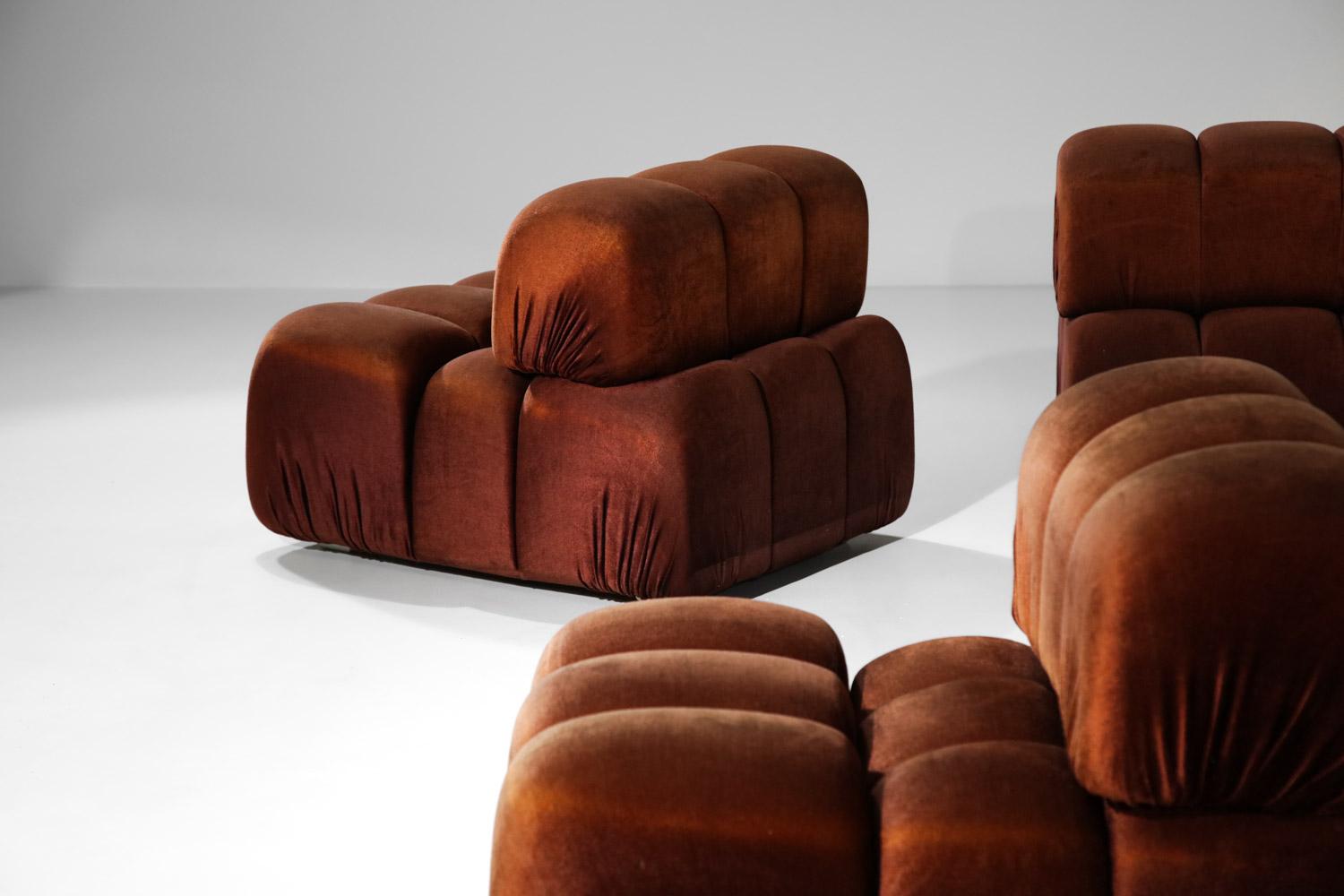 Italian sofa 5 modules 70s in style of Mario Bellini heater midcentury design 6