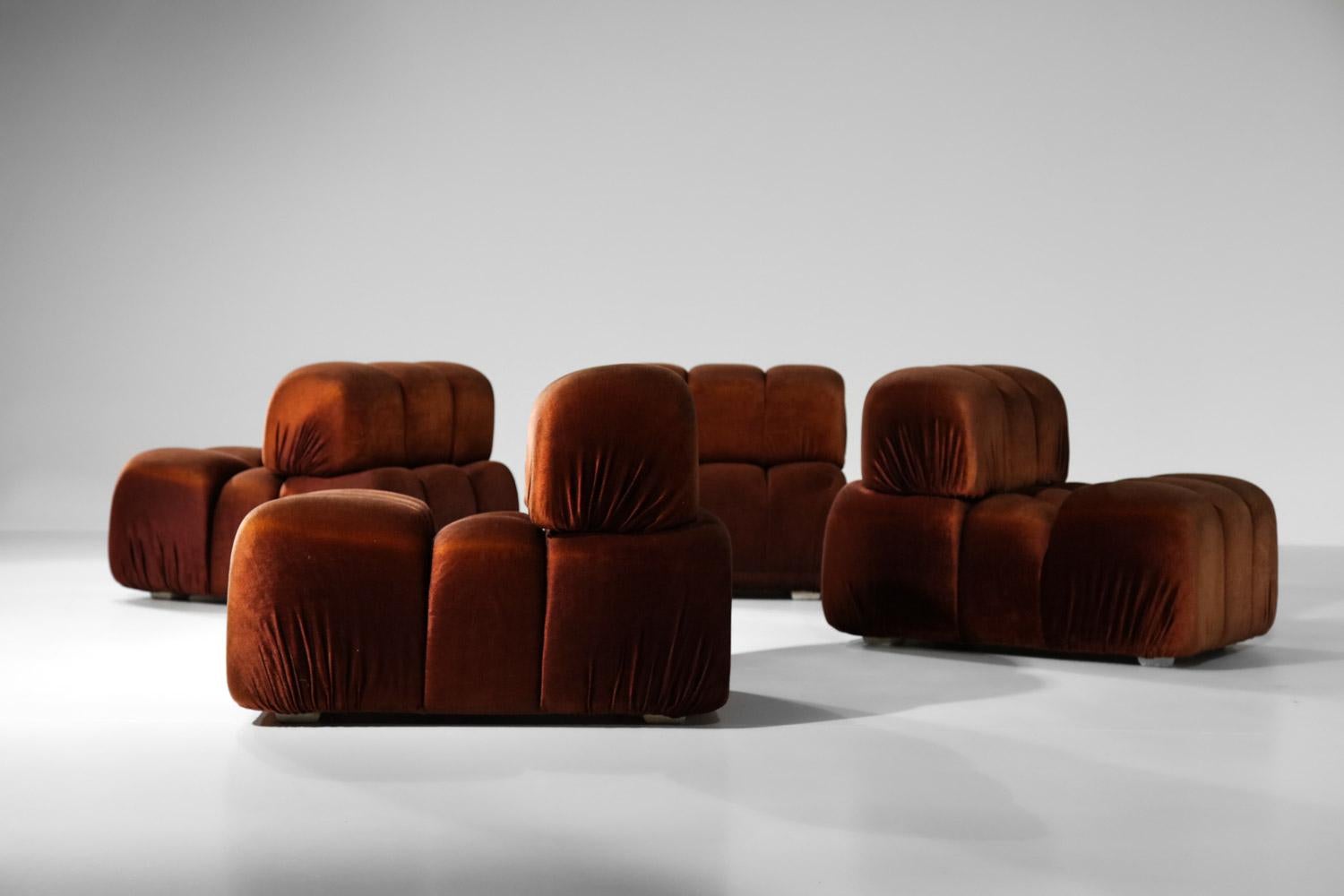 Italian sofa 5 modules 70s in style of Mario Bellini heater midcentury design 7