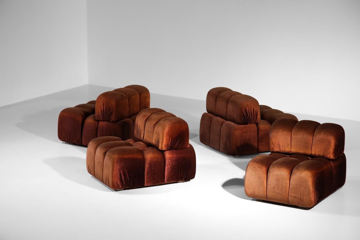 Italian sofa 5 modules 70s in style of Mario Bellini heater midcentury design 8