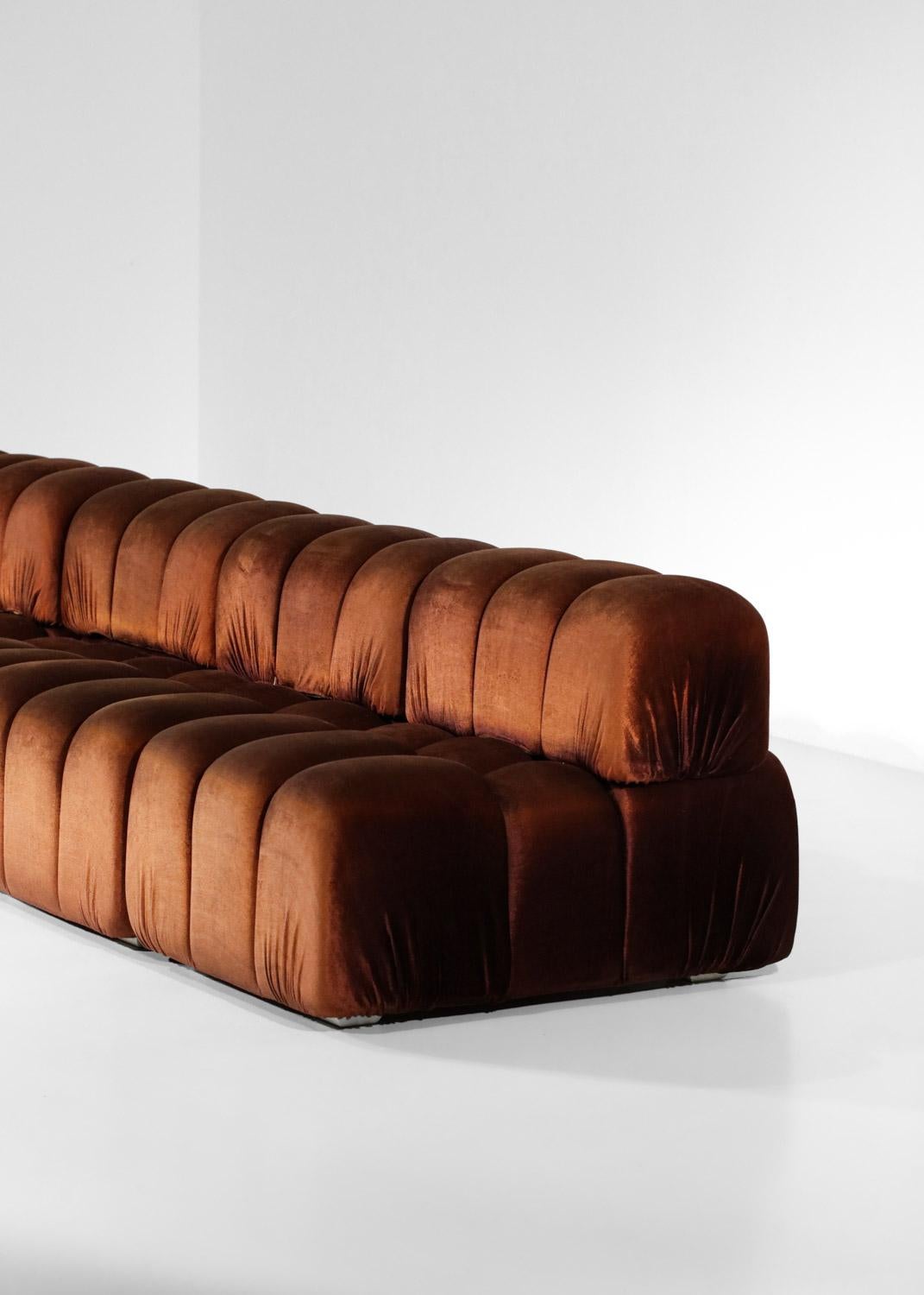 Italian sofa 5 modules 70s in style of Mario Bellini heater midcentury design 10