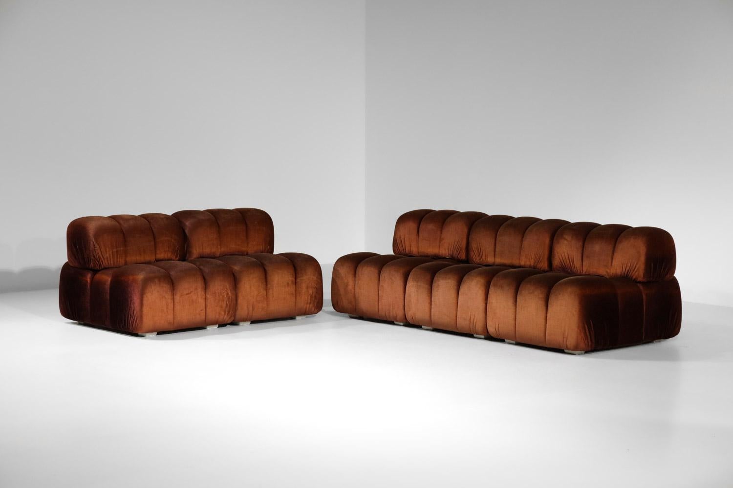 Italian sofa 5 modules 70s in style of Mario Bellini heater midcentury design 1