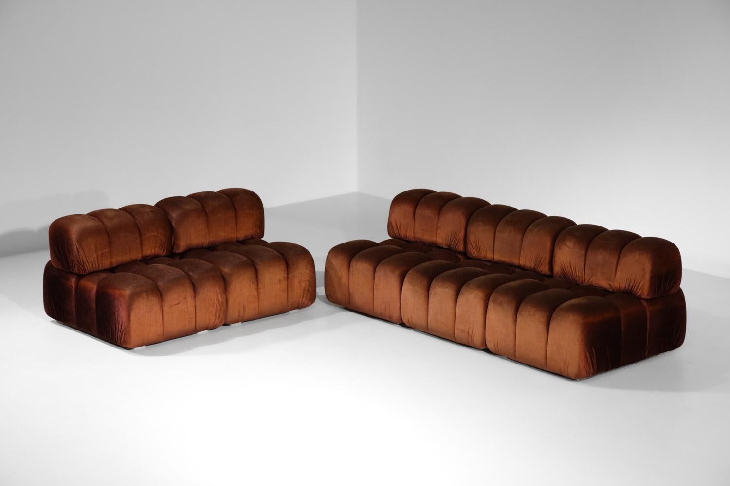 Italian sofa 5 modules 70s in style of Mario Bellini heater midcentury design 3