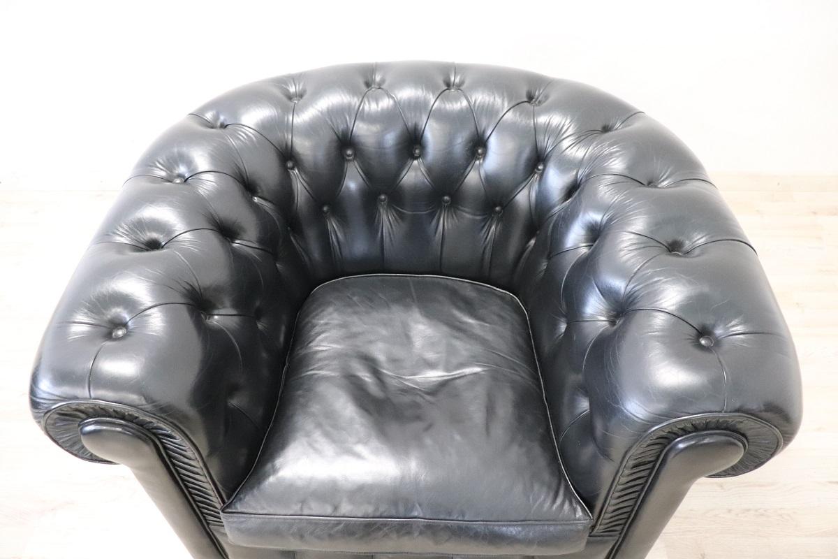 Italian Sofa and Armchair in the Style of Chesterfield, circa 1980s For Sale 6