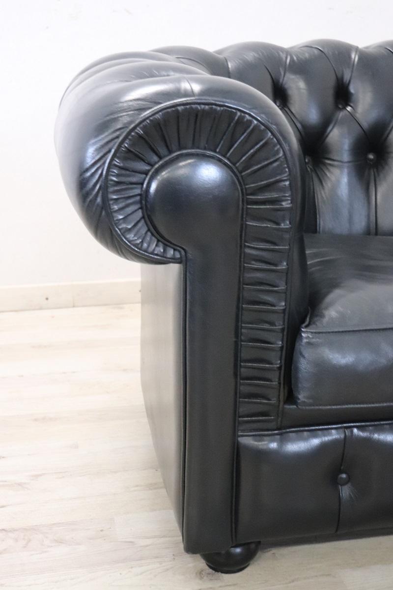 Italian Sofa and Armchair in the Style of Chesterfield, circa 1980s For Sale 7