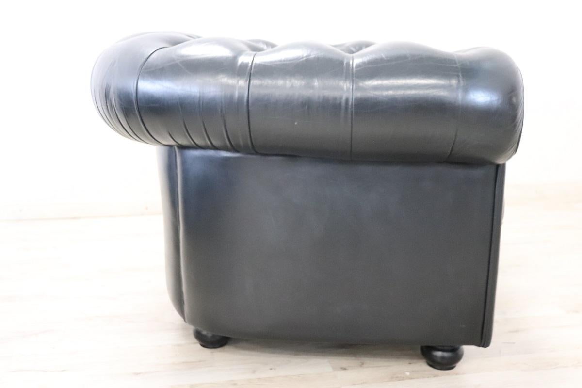 Italian Sofa and Armchair in the Style of Chesterfield, circa 1980s For Sale 8