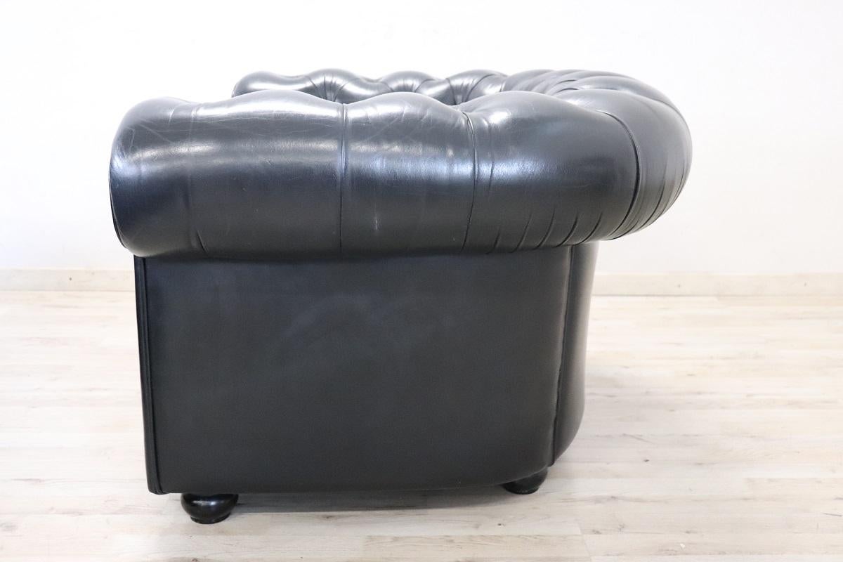Italian Sofa and Armchair in the Style of Chesterfield, circa 1980s For Sale 10