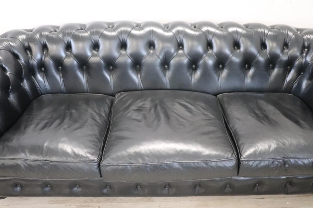 Late 20th Century Italian Sofa and Armchair in the Style of Chesterfield, circa 1980s For Sale
