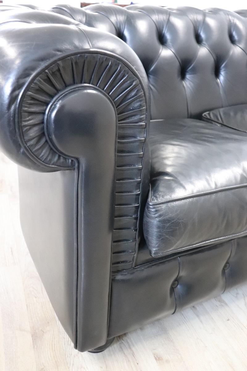 Italian Sofa and Armchair in the Style of Chesterfield, circa 1980s For Sale 4