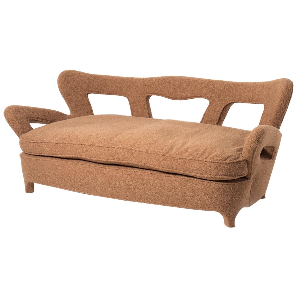 Italian Sofa Attributed to Carlo Enrico Rava in Bouclè Fabric, 1940s