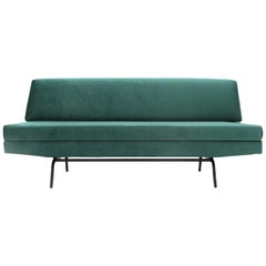 Italian Sofa Bed in Green Velvet, 1960s