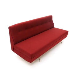 Italian Sofa Bed in Red Fabric, 1950s