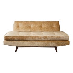 Used Italian Sofa Bed Wood Structure Newly Reupholstered in Jacquard Velvet