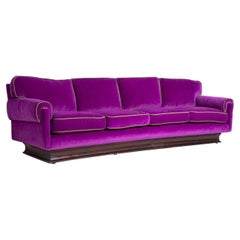 Italian Sofà by Cassina in Purple Velvet and Green, 1950s