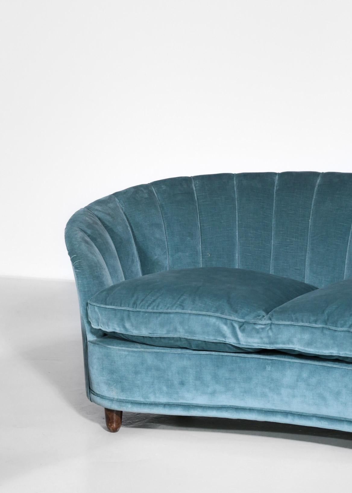 Italian Sofa by Gio Ponti Design 1960s Velvet Vintage Designer 2 Seat 5