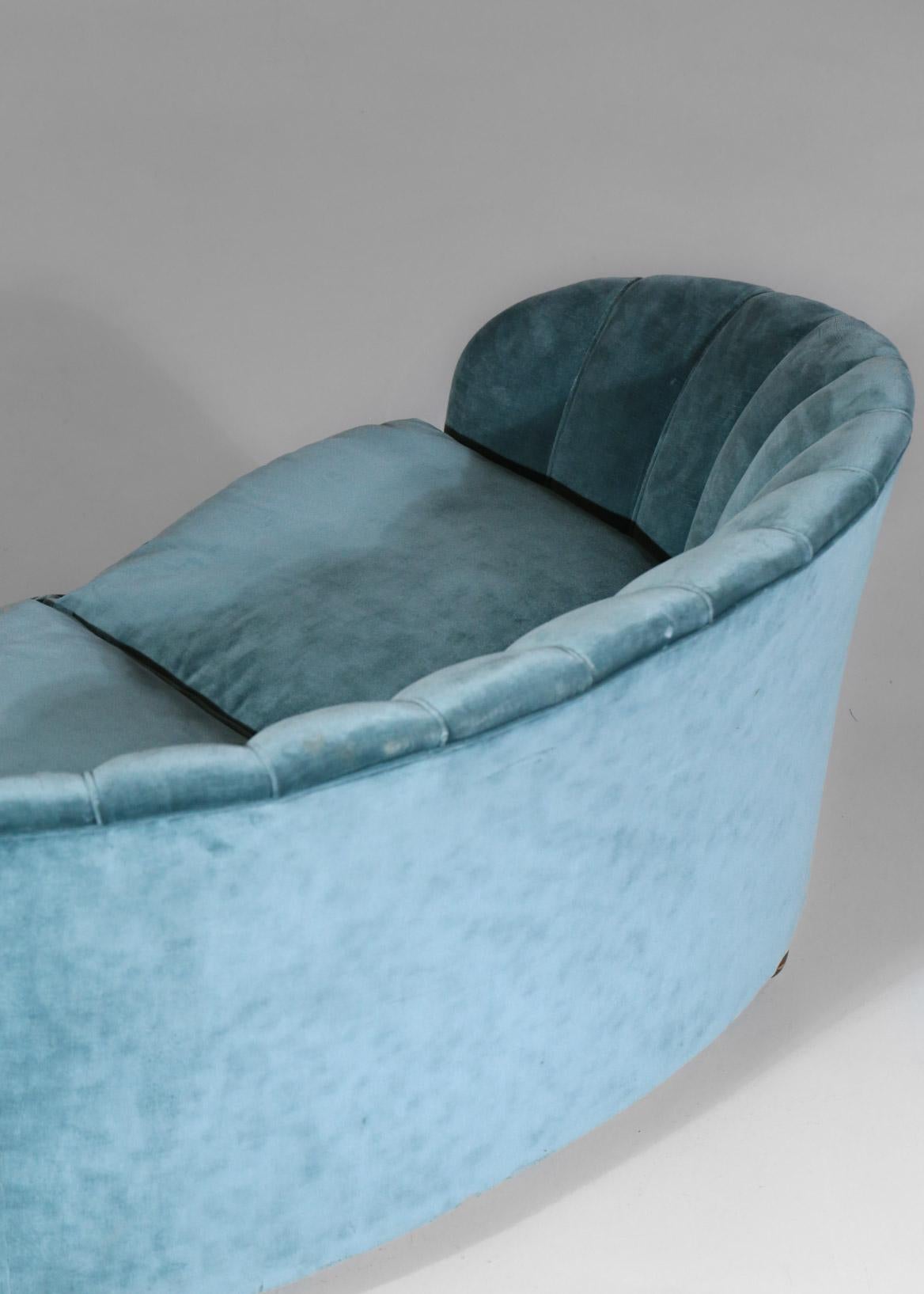 Italian Sofa by Gio Ponti Design 1960s Velvet Vintage Designer 2 Seat 10