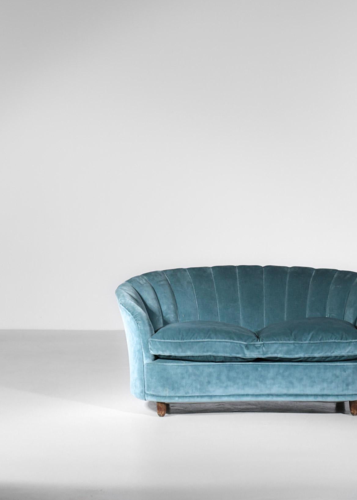 Italian Sofa by Gio Ponti Design 1960s Velvet Vintage Designer 2 Seat 12