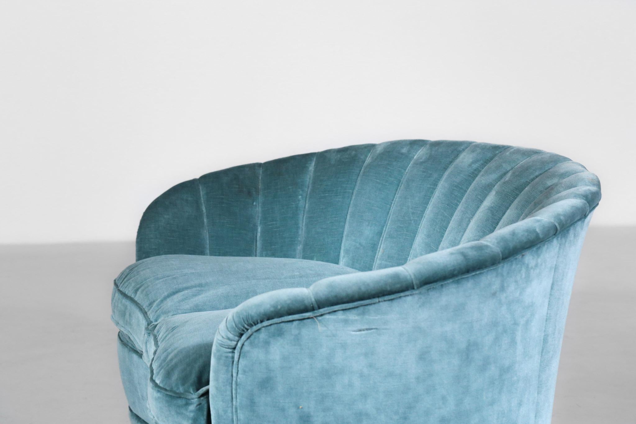 Italian Sofa by Gio Ponti Design 1960s Velvet Vintage Designer 2 Seat 1