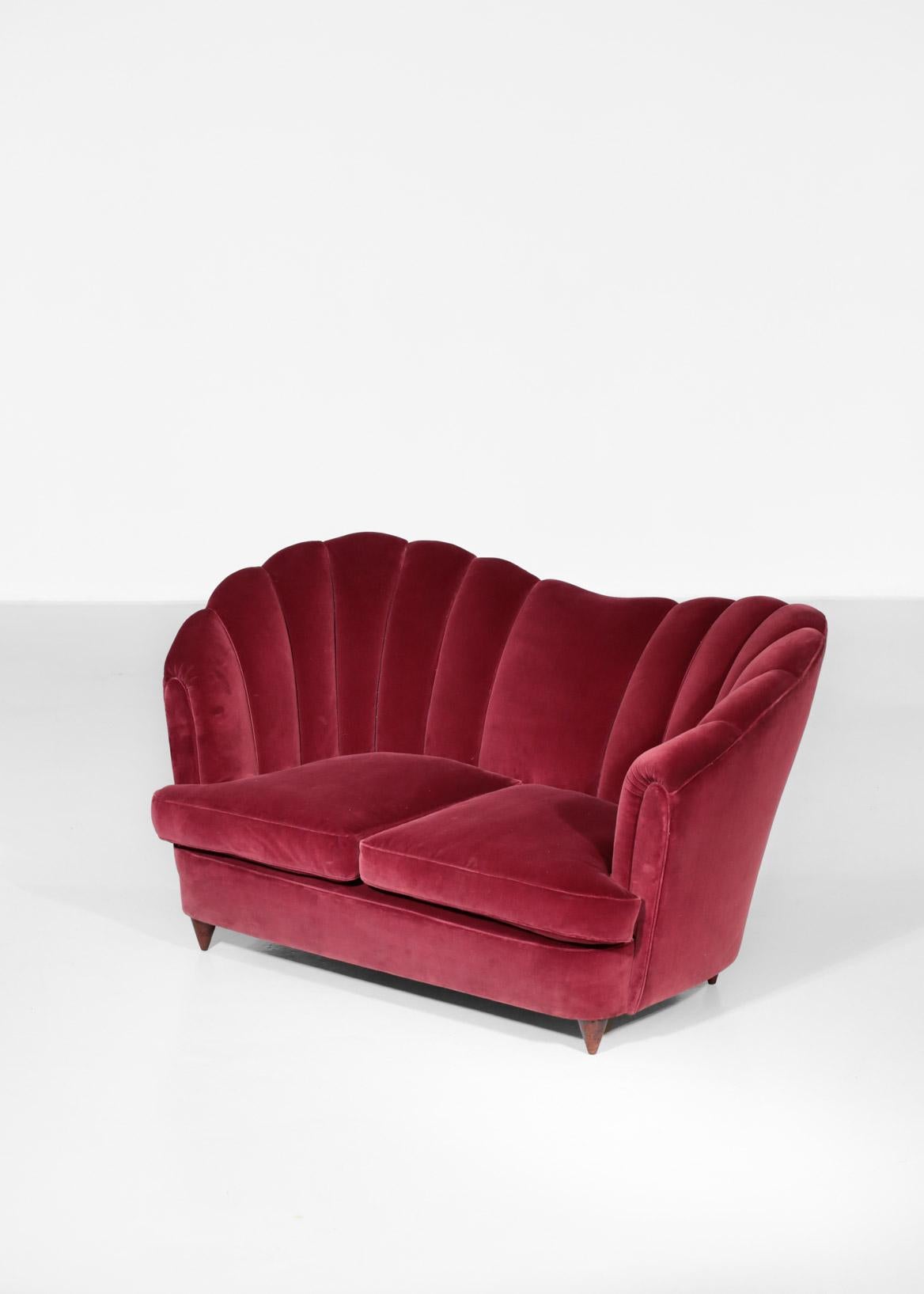 maroon velvet sofa