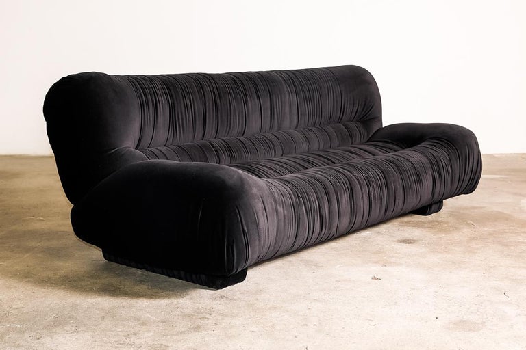 Italian Sofa in Black Velvet, 1970s For Sale at 1stdibs