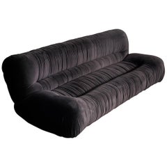 Italian Sofa in Black Velvet, 1970s