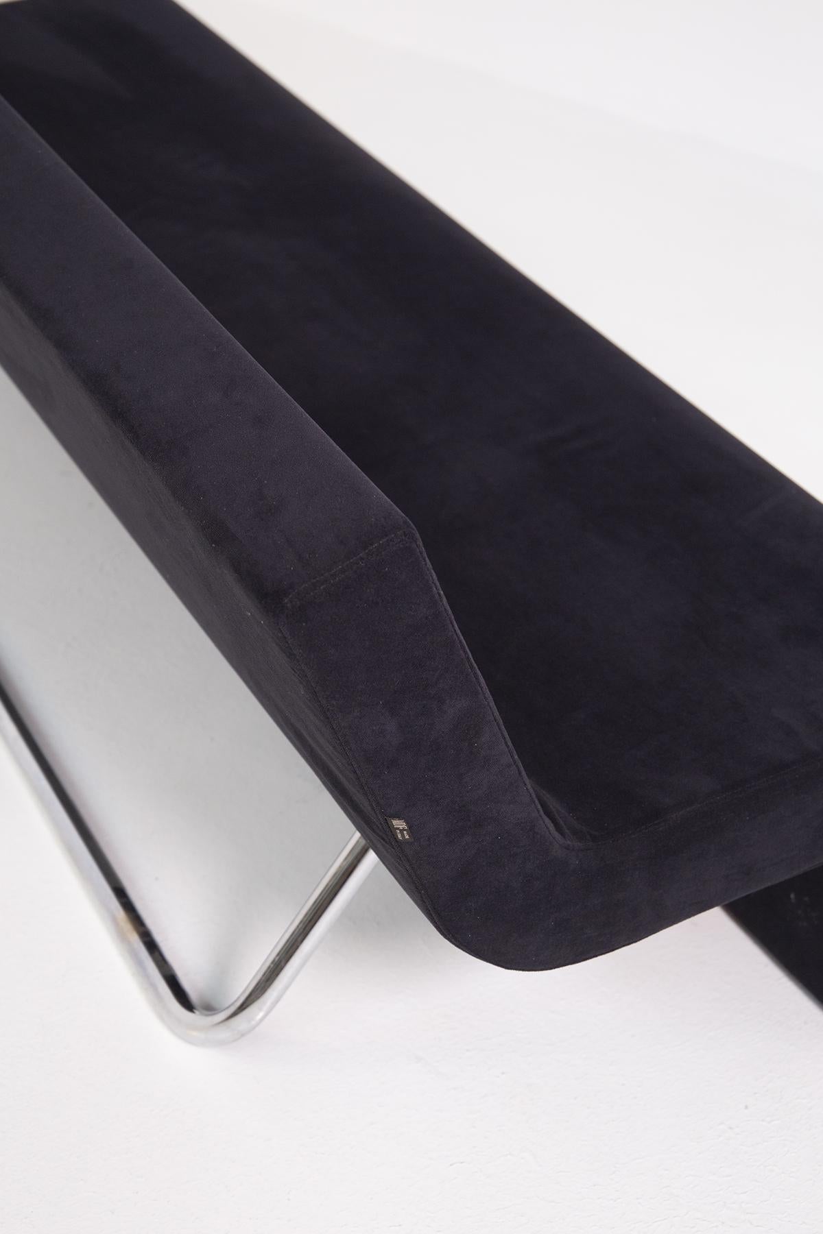 Italian Sofa in Black Velvet and Steel by MDF Italia For Sale 7