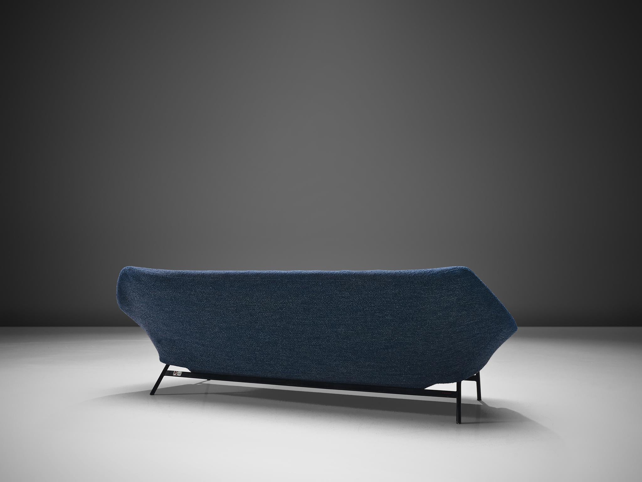 Mid-20th Century Italian Sofa in Blue Fabric and Metal, circa 1950