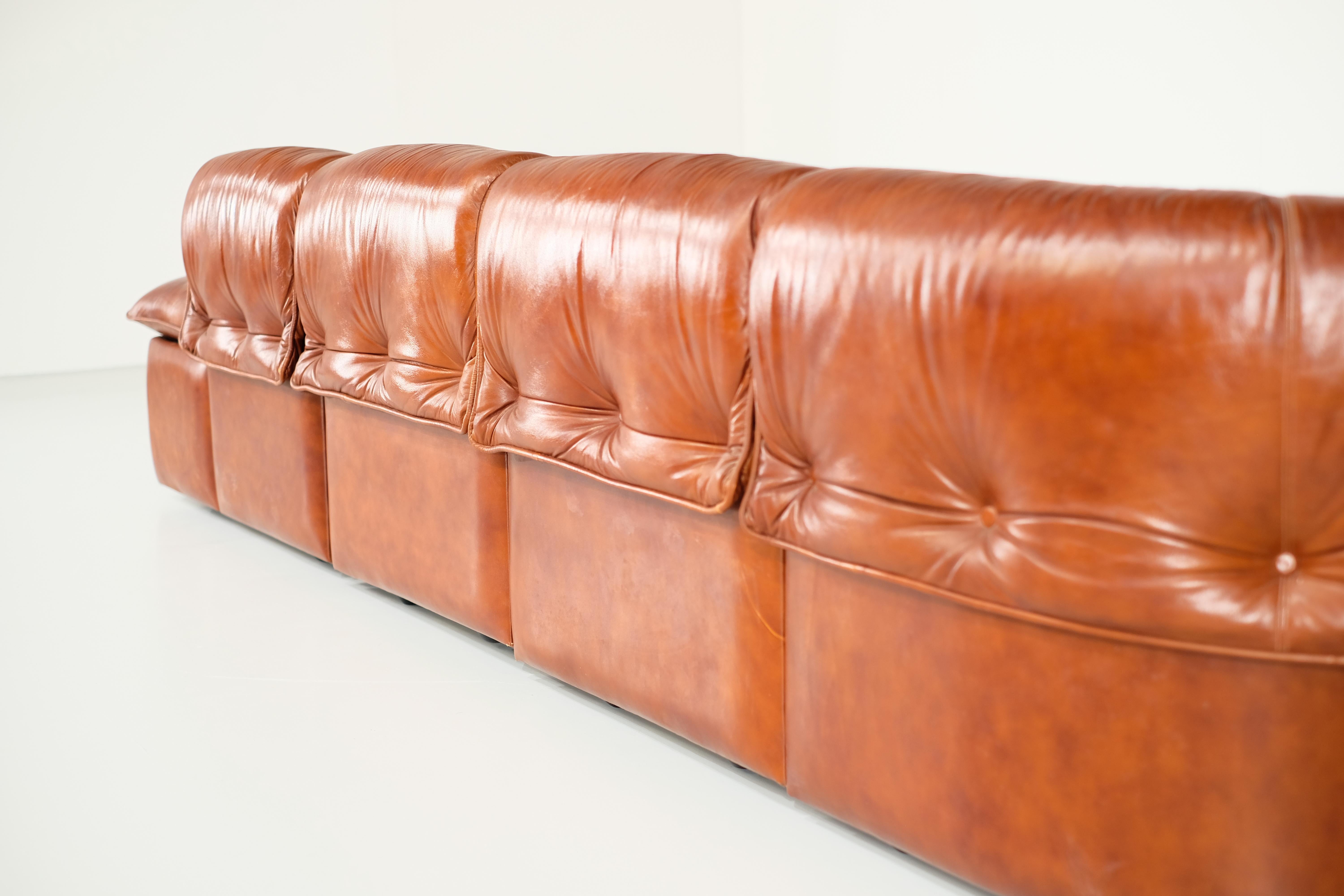 Italian sofa in cognac leather - 1960s 2