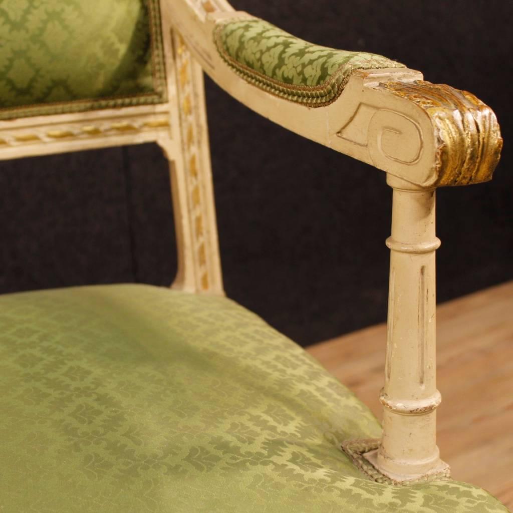 Italian Sofa in Lacquered and Giltwood in Louis XVI Style from 20th Century 5