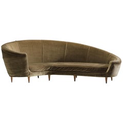 Italian Sofa in Olive Green Velvet