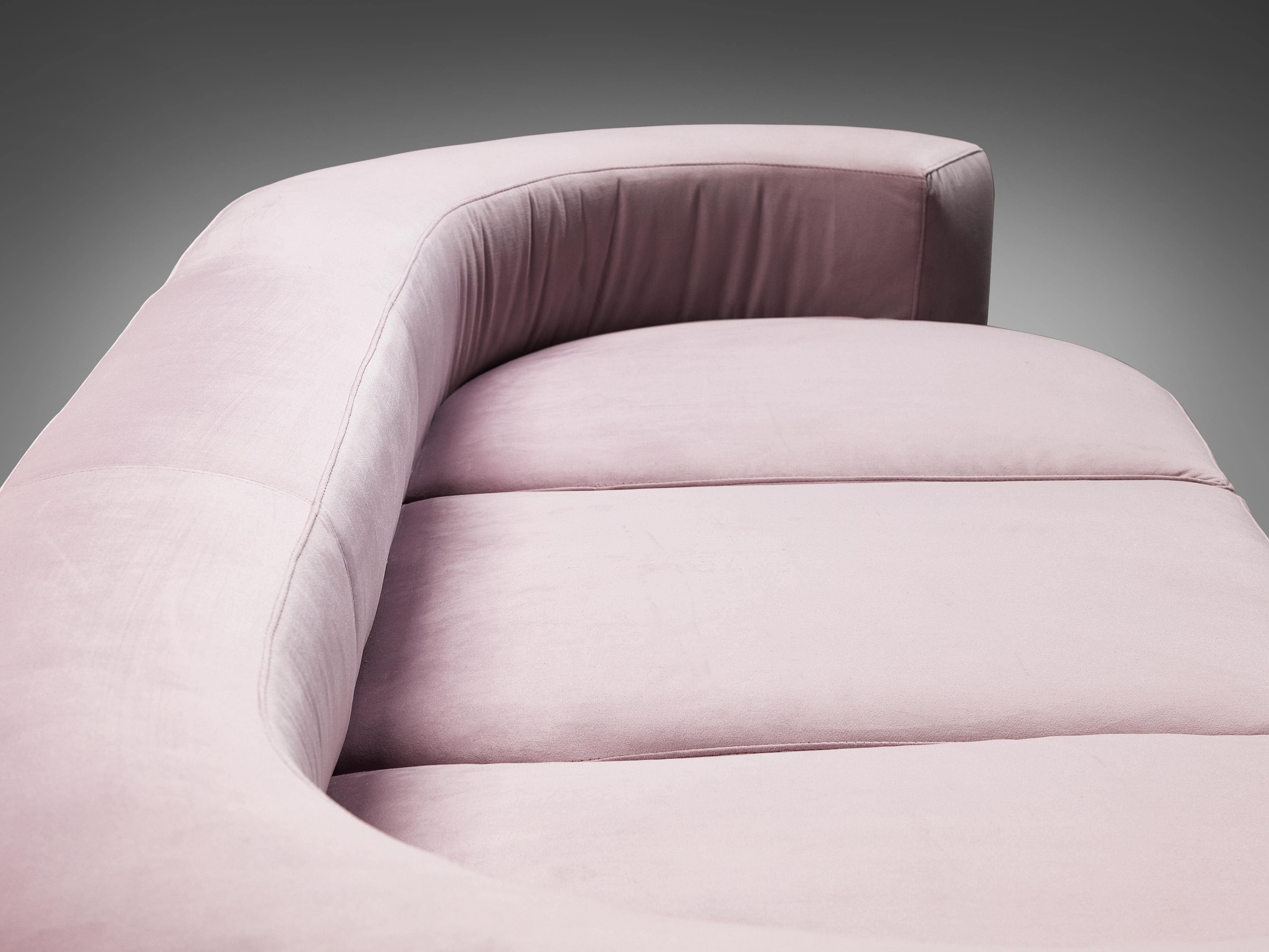 Mid-Century Modern Italian Sofa in Soft Pink Upholstery 