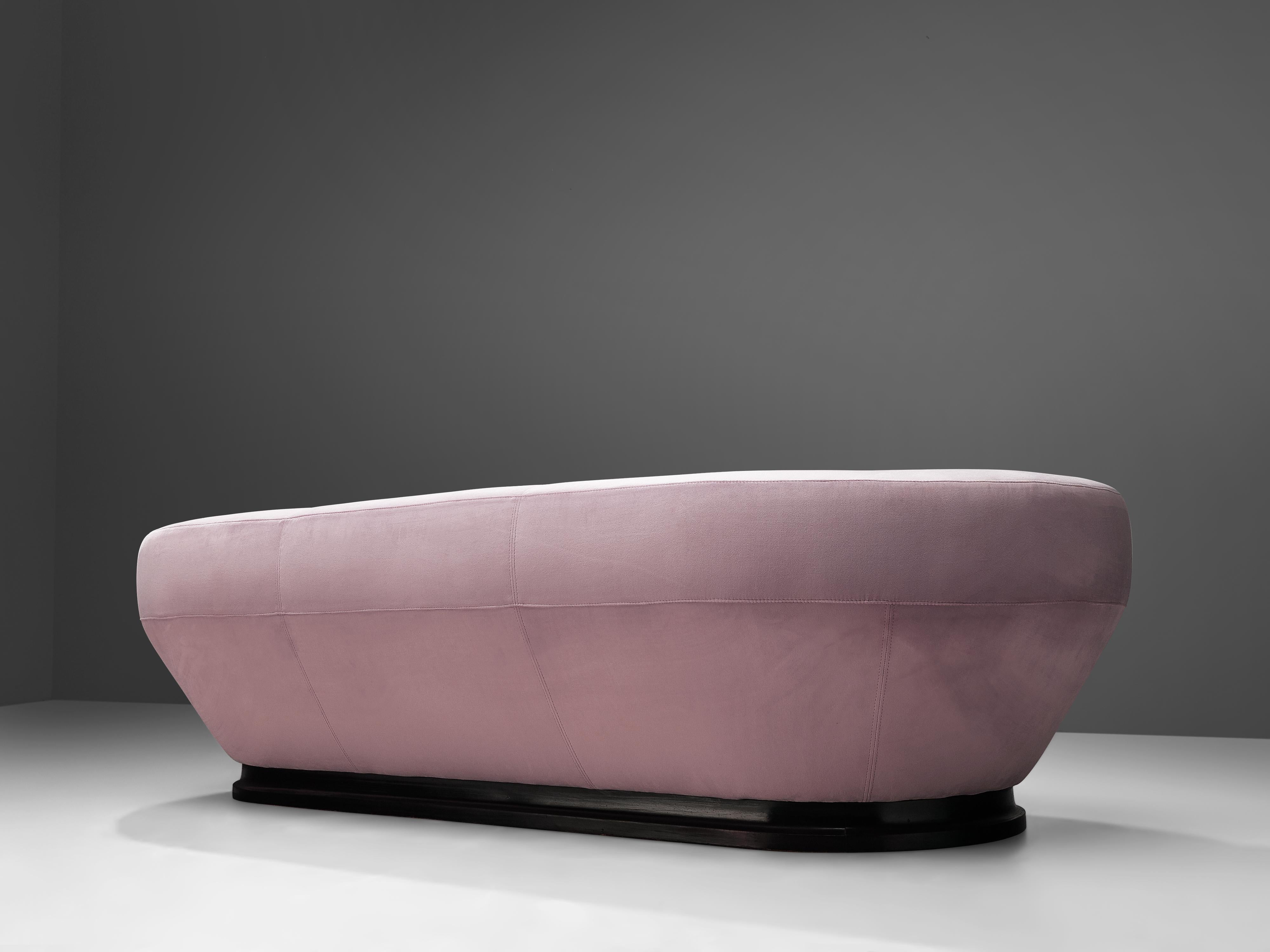 Wood Italian Sofa in Soft Pink Upholstery 