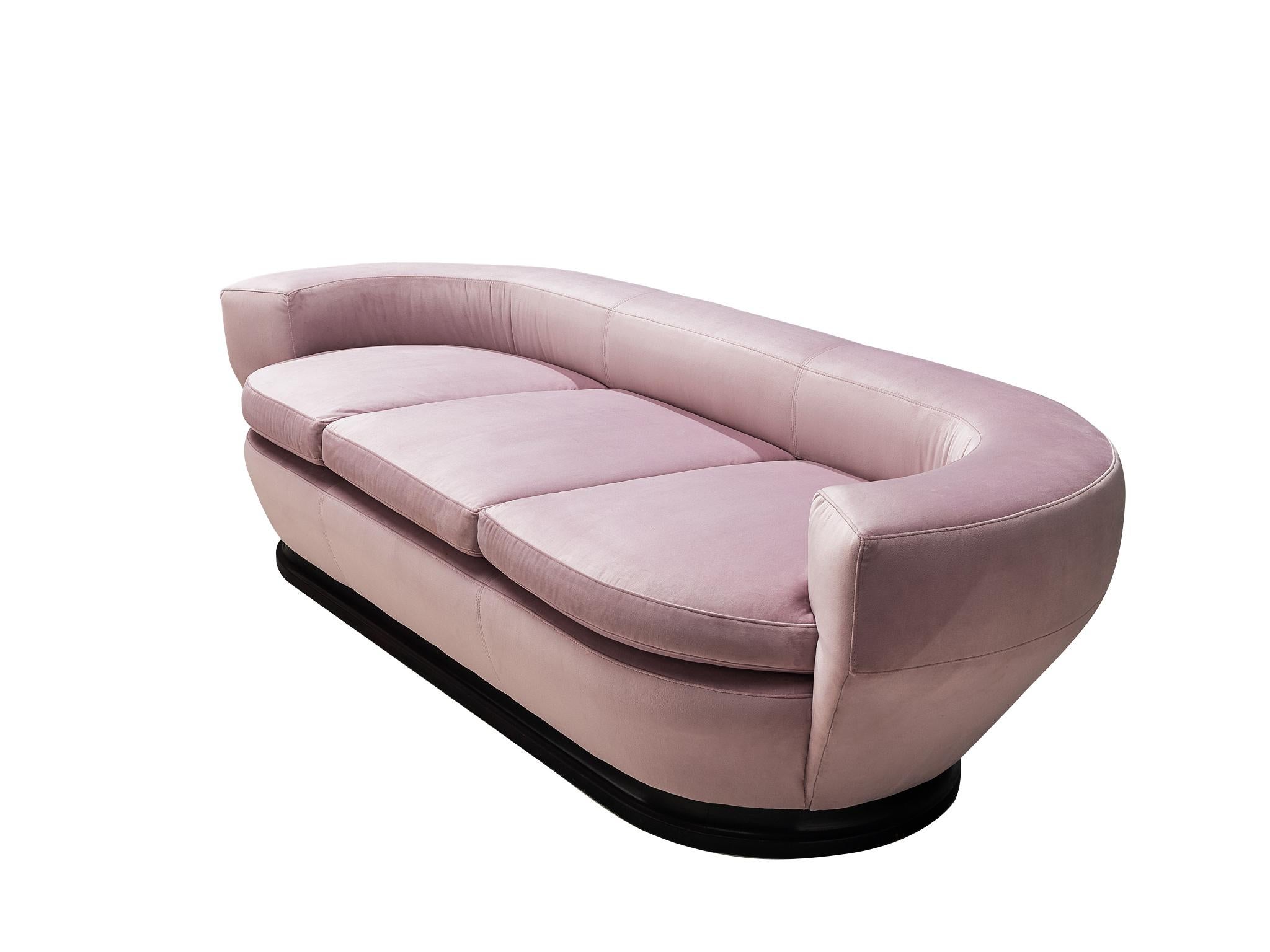 Italian Sofa in Soft Pink Upholstery  For Sale