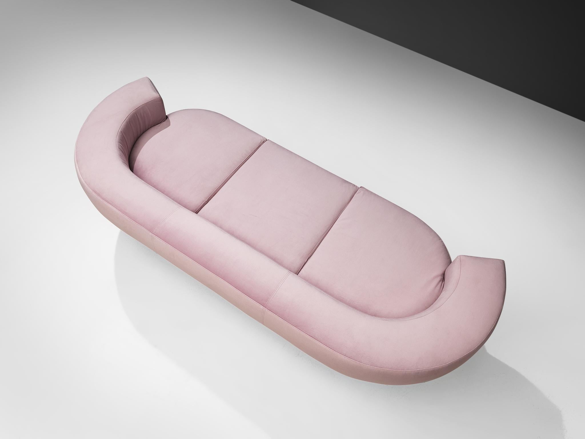 Italian Sofa in Soft Pink Velour Upholstery 2