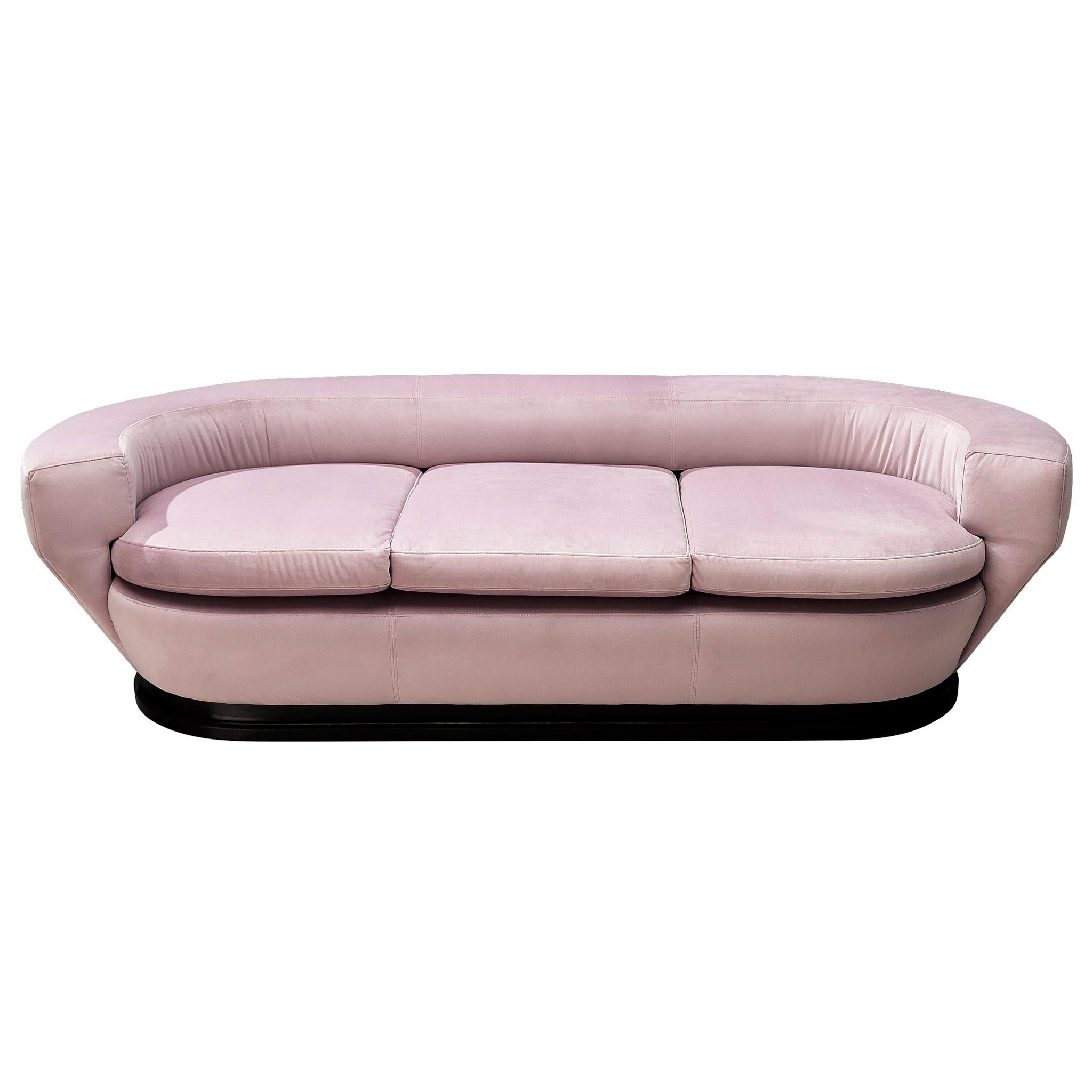 Italian Sofa in Soft Pink Ultrasuede